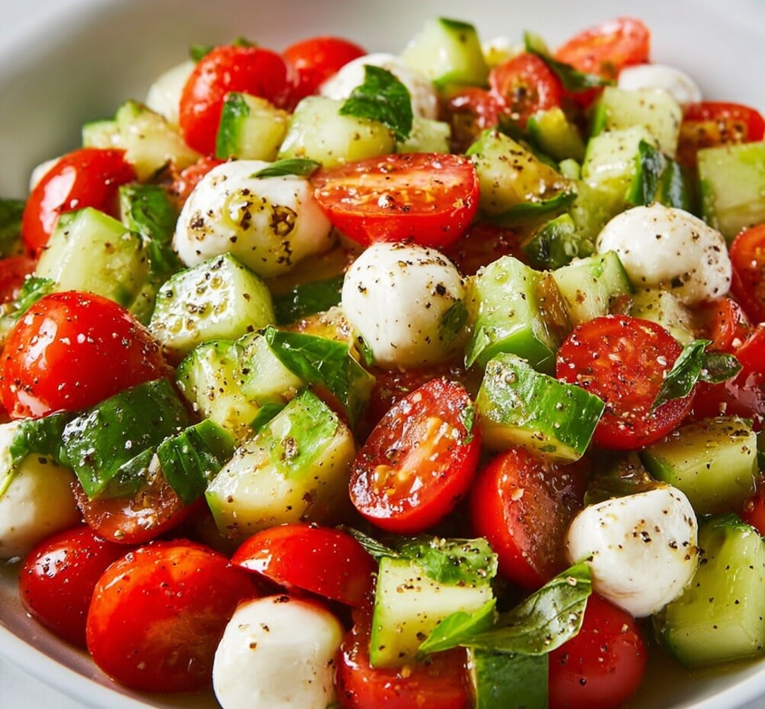 Tomato Cucumber Mozzarella Salad Recipe - Recipe Image