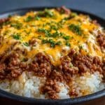 Rice Skillet with Cheddar Parmesan Sauce Recipe