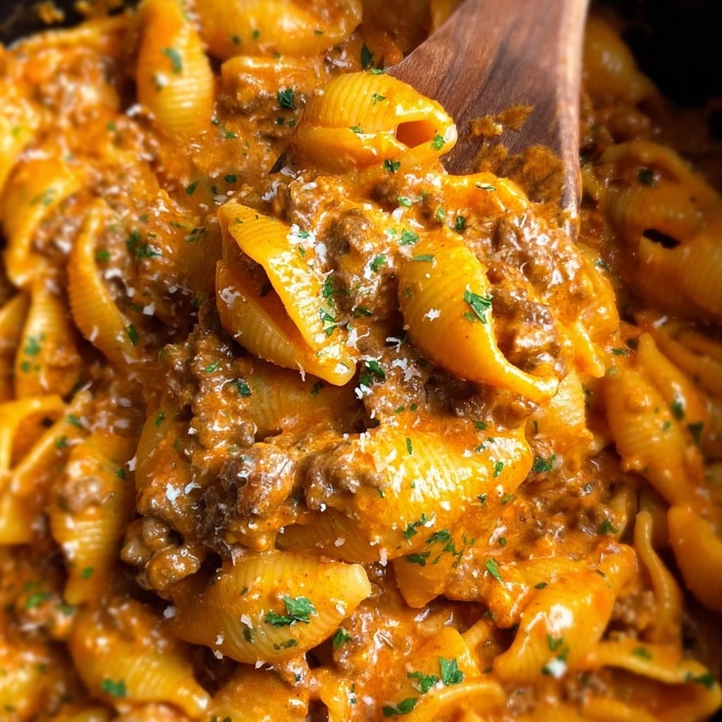 One Pot Creamy Beef Pasta Recipe - Recipe Image