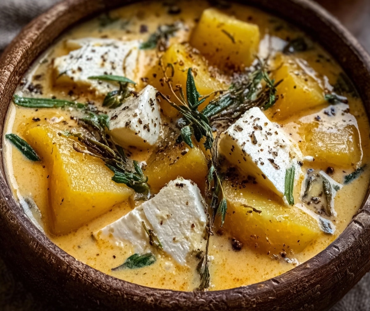 Hearty Cheddar Garlic Herb Potato Soup Recipe - Recipe Image