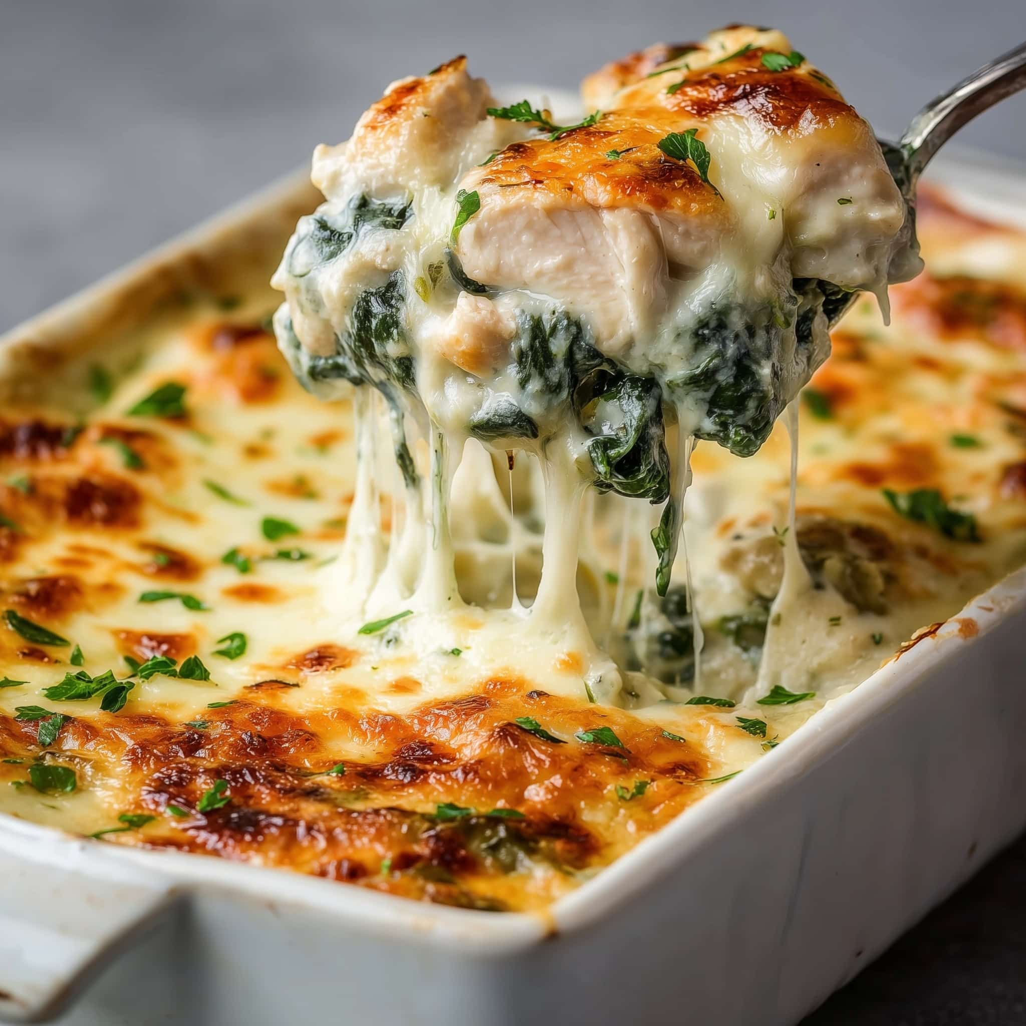 Creamy Chicken and Spinach Casserole Recipe - Recipe Image