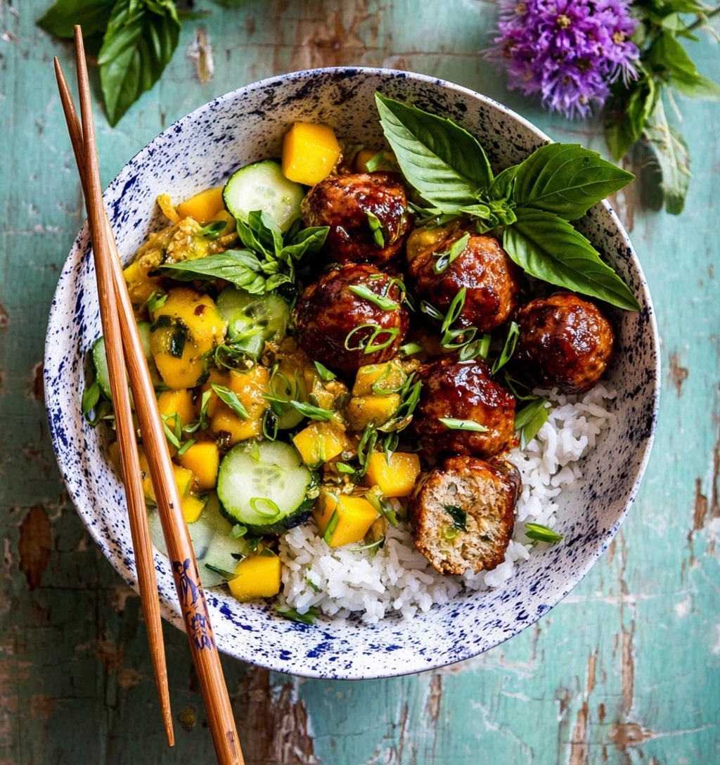 Sweet And Spicy Sesame Chicken Meatball Bowls Recipe - Recipe Image
