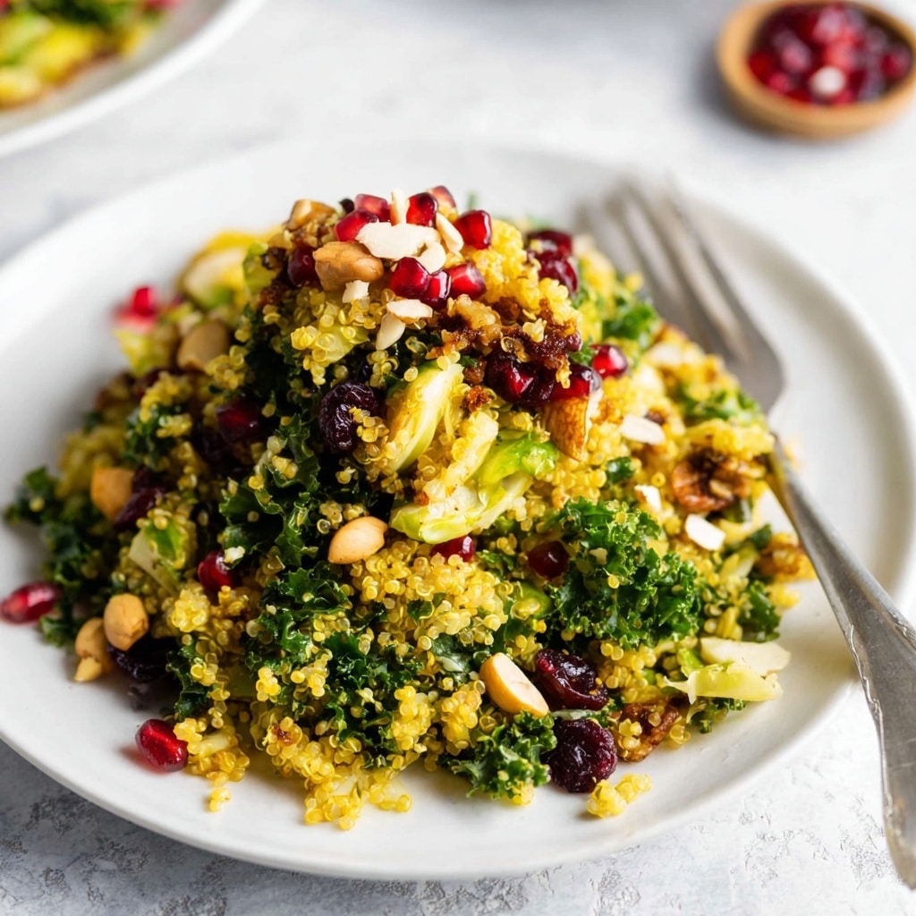 Kale & Brussels Sprouts Curry Quinoa Salad Recipe - Recipe Image