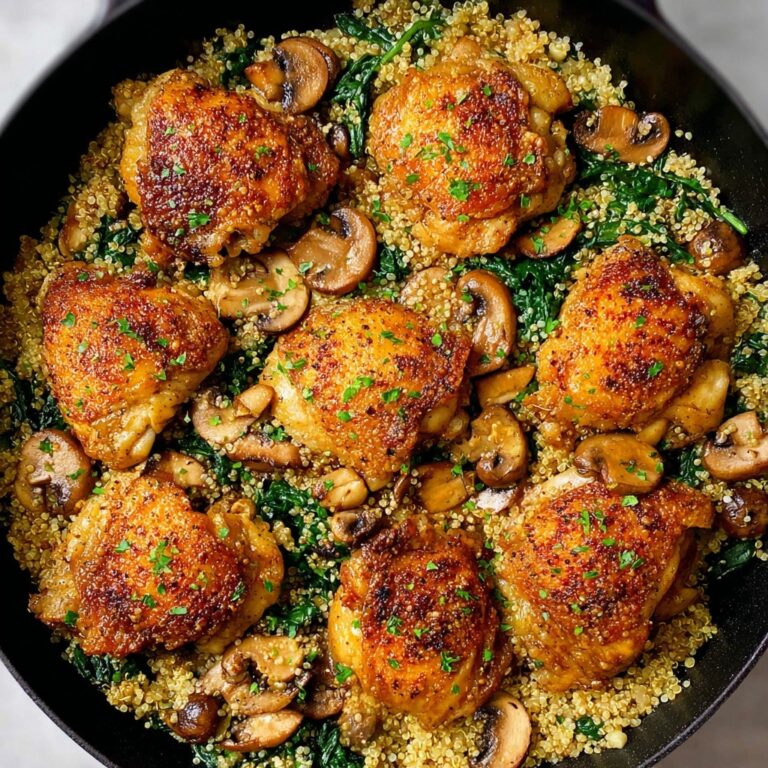 One-Pot Chicken, Quinoa, Mushrooms & Spinach Recipe