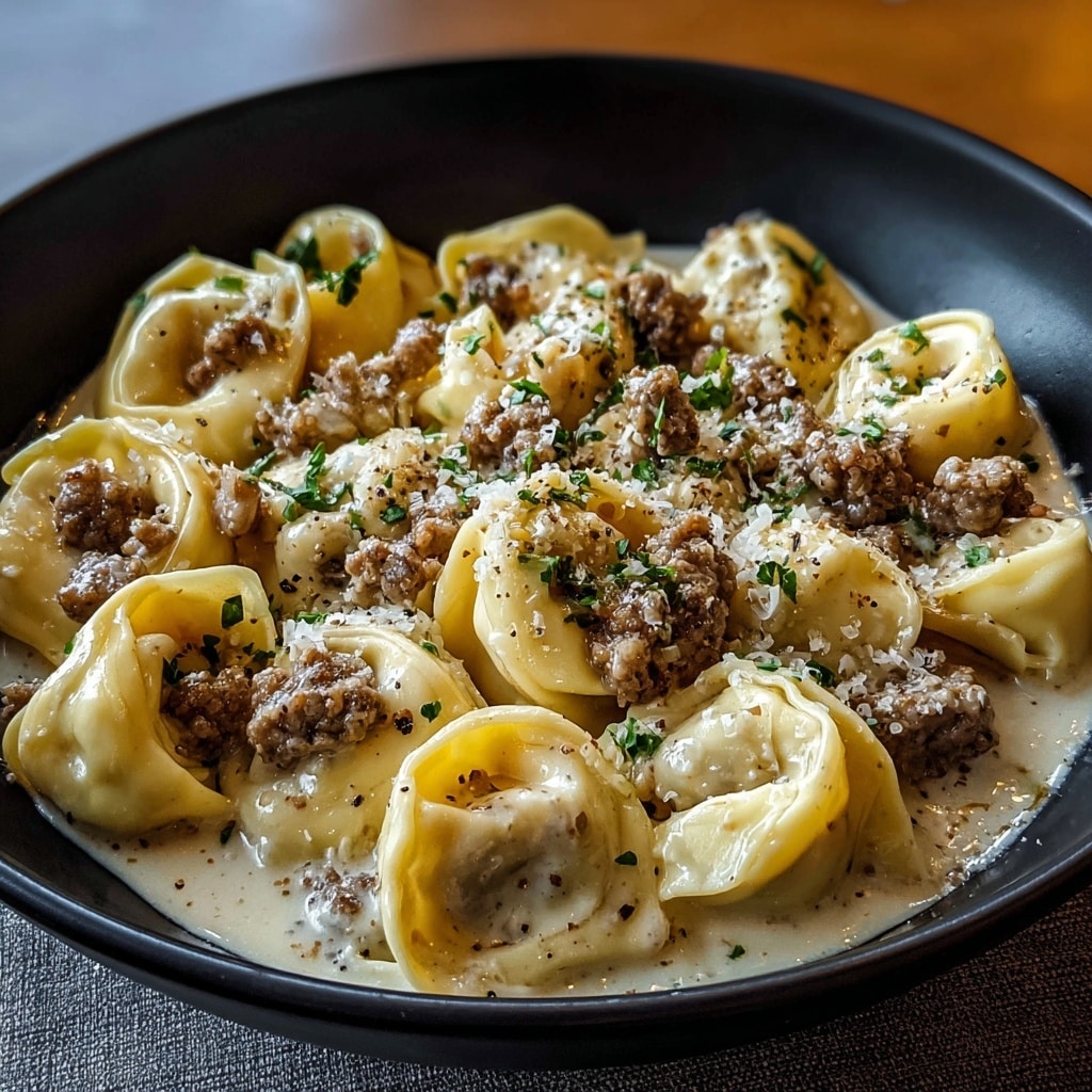 Cheesesteak Tortellini in Rich Provolone Sauce Recipe - Recipe Image