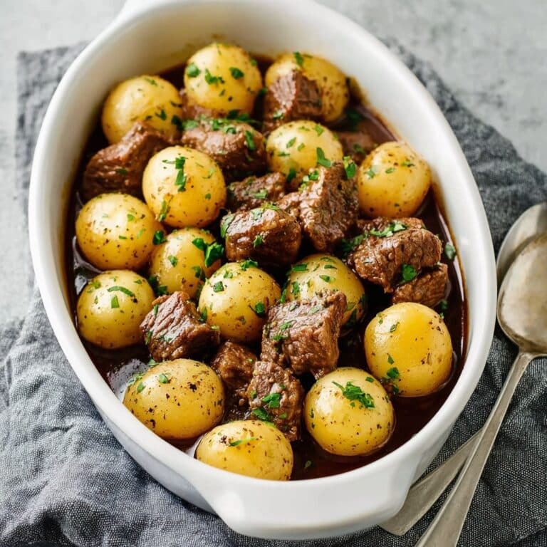 Crockpot Garlic Butter Beef Bites with Potatoes Recipe