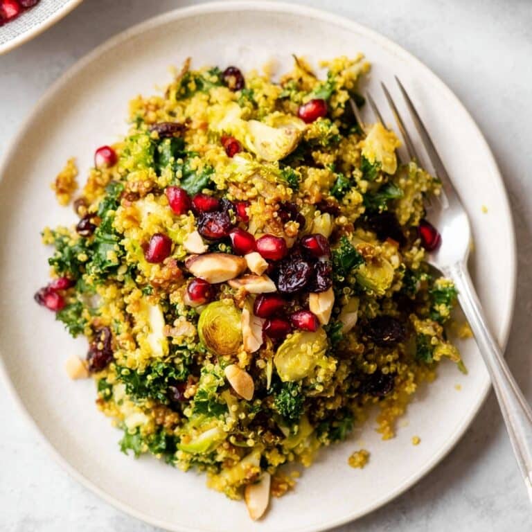 Kale & Brussels Sprouts Curry Quinoa Salad Recipe