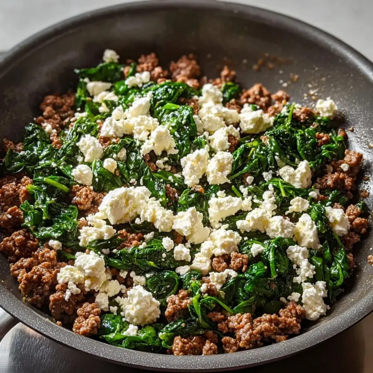 Ground Beef and Spinach Skillet with Feta Recipe