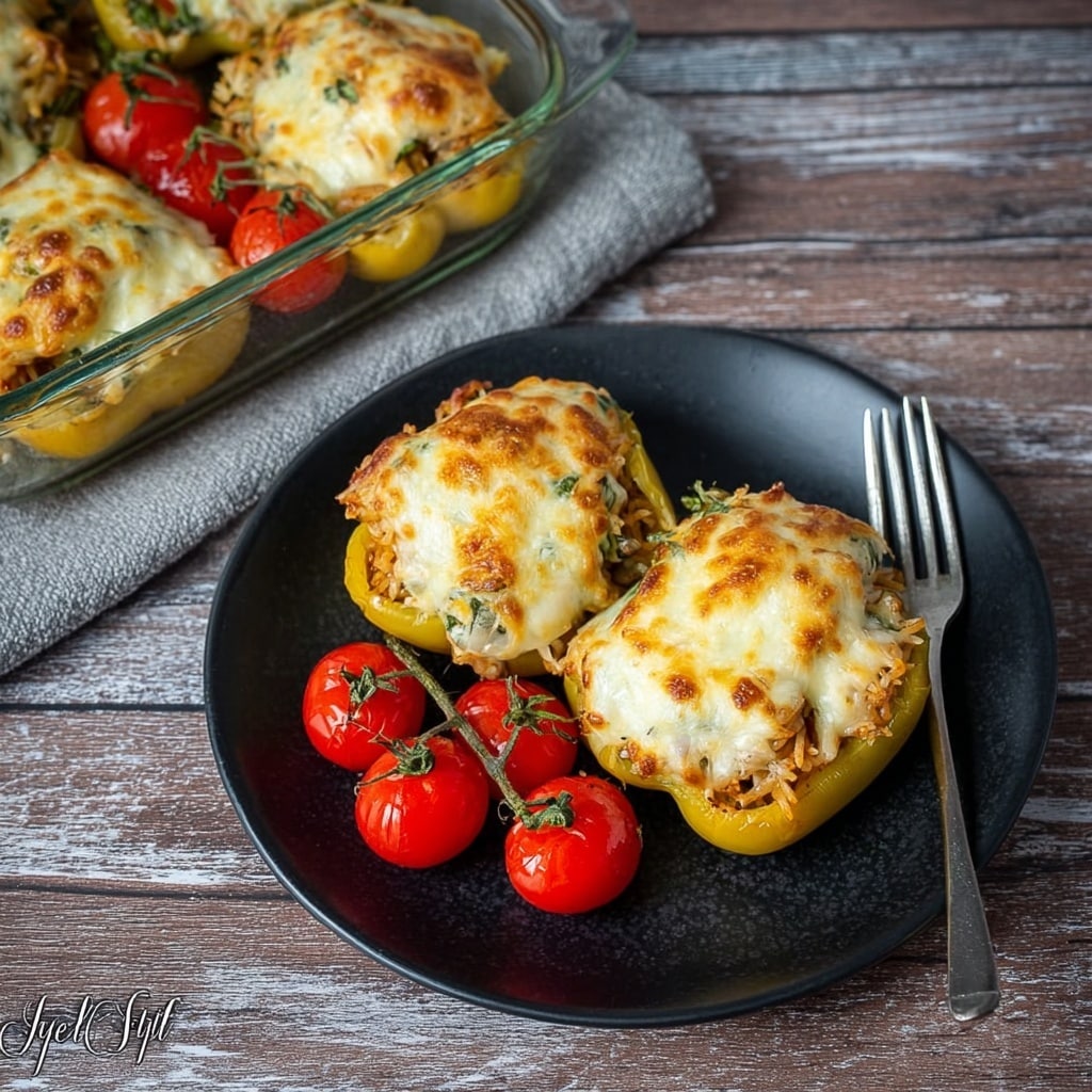 White Lasagna Stuffed Peppers Recipe - Recipe Image