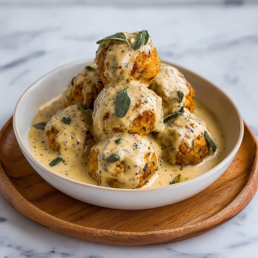 Pumpkin Chicken Meatballs in Sage Cream Sauce Recipe - Recipe Image