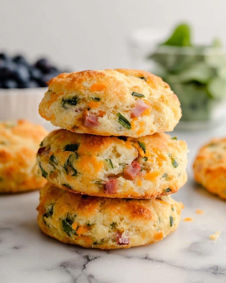 Breakfast Protein Biscuits with Spinach, Ham, Cheddar, and Feta Recipe