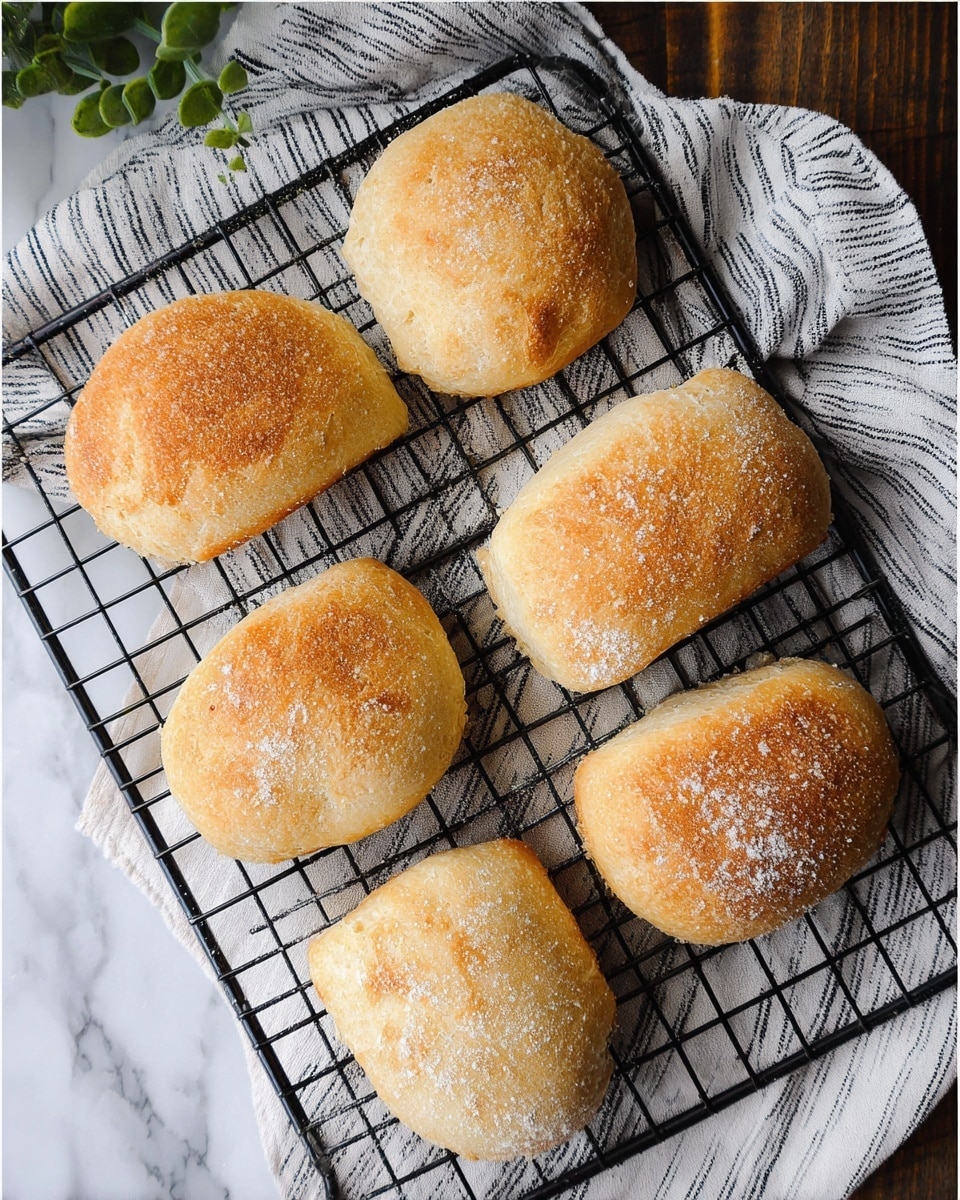 Six freshly baked bread rolls sit on a parchment-lined baking tray, each with a light golden-brown crust and a soft, slightly uneven texture. The rolls vary in shape, some rectangular and some rounded, with specks of flour dusting their tops. The crust has a gentle, airy look with minor cracks and bubbles, showing a crisp exterior. The parchment paper underneath is brown with a lightly wrinkled texture, and the tray has dark edges framing the warm tones of the bread. The overall scene has a rustic, homemade feel against a white marbled surface. photo taken with an iphone --ar 4:5 --v 7