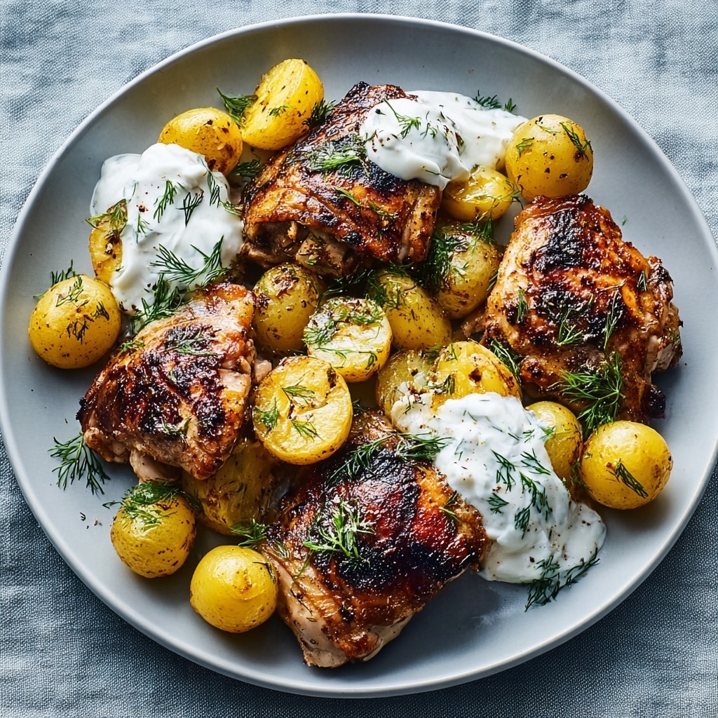 Irresistible Spicy Yogurt Marinated Chicken with Feta Cream Recipe - Recipe Image