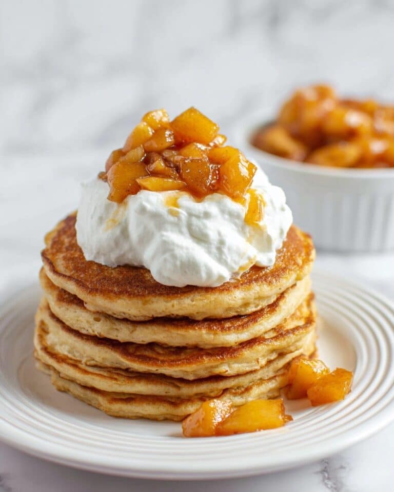 Fluffy Spiced Pancakes with Caramel Apple Compote Recipe