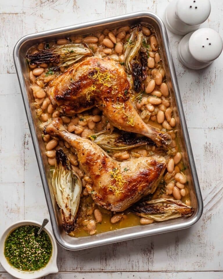 One-Pan Crispy Chicken with Cannellini Beans and Pistachio Pesto Recipe