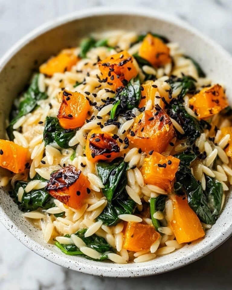 Creamy Orzo with Roasted Butternut Squash and Spinach Recipe