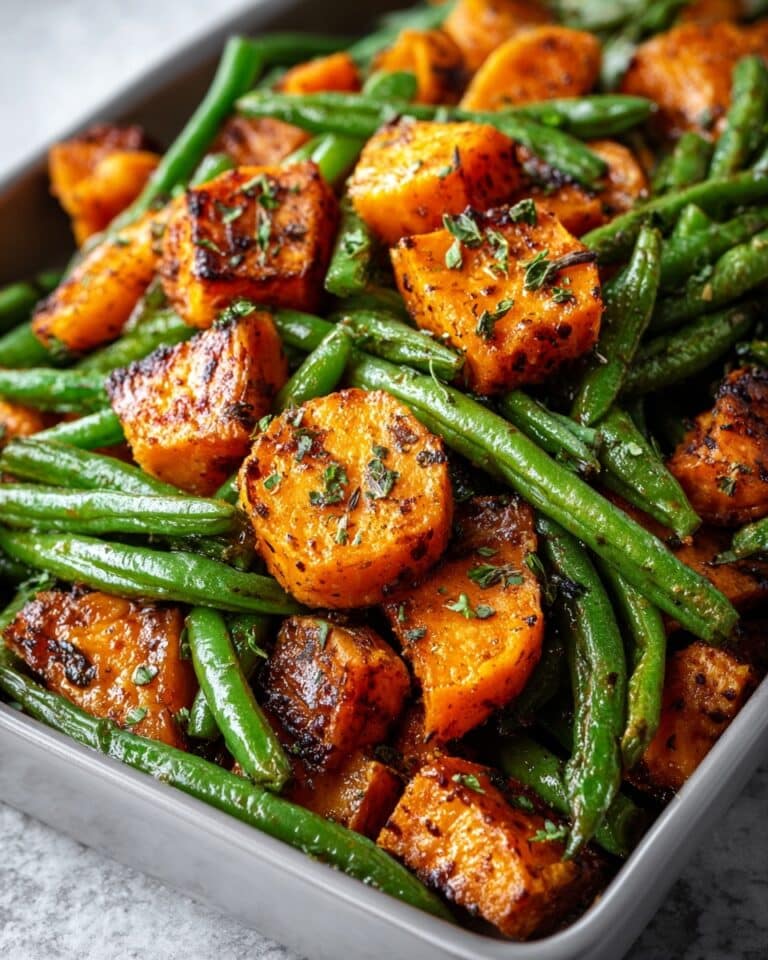 Green Bean and Sweet Potato Roast with Lemon and Parmesan Recipe