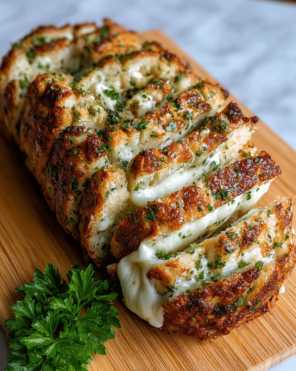 A white plate holds several thick slices of golden brown, crispy baked chicken stuffed with melted white cheese visible between each layer. The chicken is coated with a light green herb seasoning and finely chopped parsley sprinkled on top. The texture looks crunchy on the outside with gooey cheese stretching slightly between the layered pieces. Fresh green parsley garnishes the edges of the plate, and the plate sits on a white marbled surface. Photo taken with an iphone --ar 4:5 --v 7