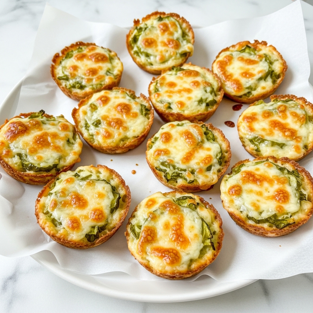 The image shows nine small, round baked cheese snacks on a white plate lined with parchment paper. Each snack has a golden-brown, crispy outer edge with melted cheese on top that is light yellow with browned spots, mixed with small green bits that look like chopped herbs or vegetables. The texture appears bubbly and slightly uneven, giving them a crispy and soft mix. The plate is placed on a white marbled surface. photo taken with an iphone --ar 4:5 --v 7