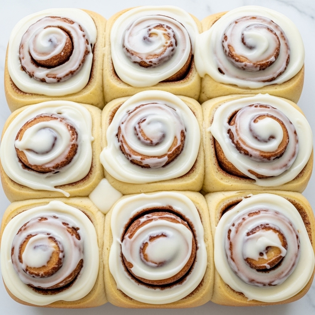 A cinnamon roll on a white plate with a thick, creamy white icing spread over the top. The roll is a light golden brown with visible dark brown cinnamon swirls inside. One side is broken, showing a gooey, sticky cinnamon syrup layer pooling slightly on the plate. The plate is placed on a white marbled surface with cinnamon sticks nearby, some in a small round wooden bowl. photo taken with an iphone --ar 4:5 --v 7