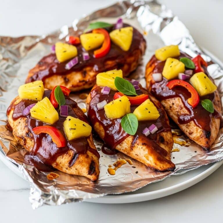 Hawaiian BBQ Chicken Pineapple Foil Packets Recipe
