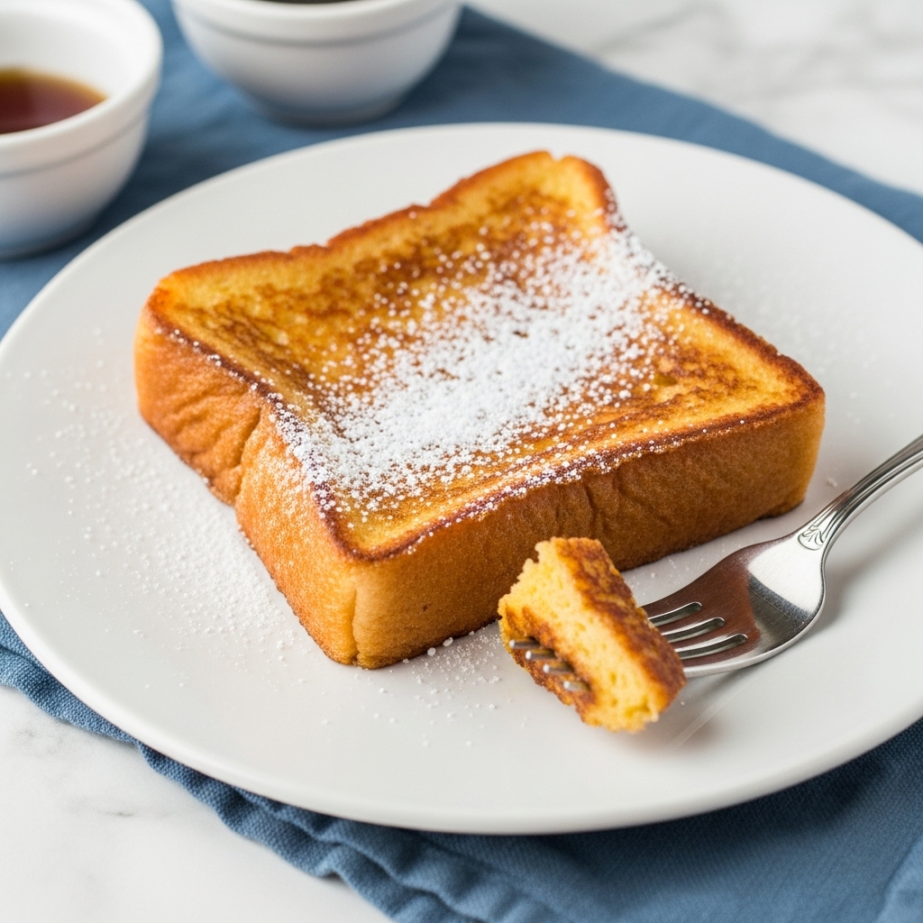 The image shows a close-up of a white rectangular baking dish with five thick slices of baked cinnamon rolls. Each roll is golden brown with a soft, fluffy texture and is generously sprinkled with dark brown cinnamon and sugar on top. The rolls are nestled closely together in the dish, with visible layers of soft dough inside each one. The dish is placed on a white marbled surface with a textured teal cloth partially visible underneath. photo taken with an iphone --ar 4:5 --v 7