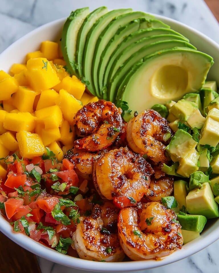Shrimp and Avocado Bowls with Mango Salsa & Lime-Chili Sauce Recipe