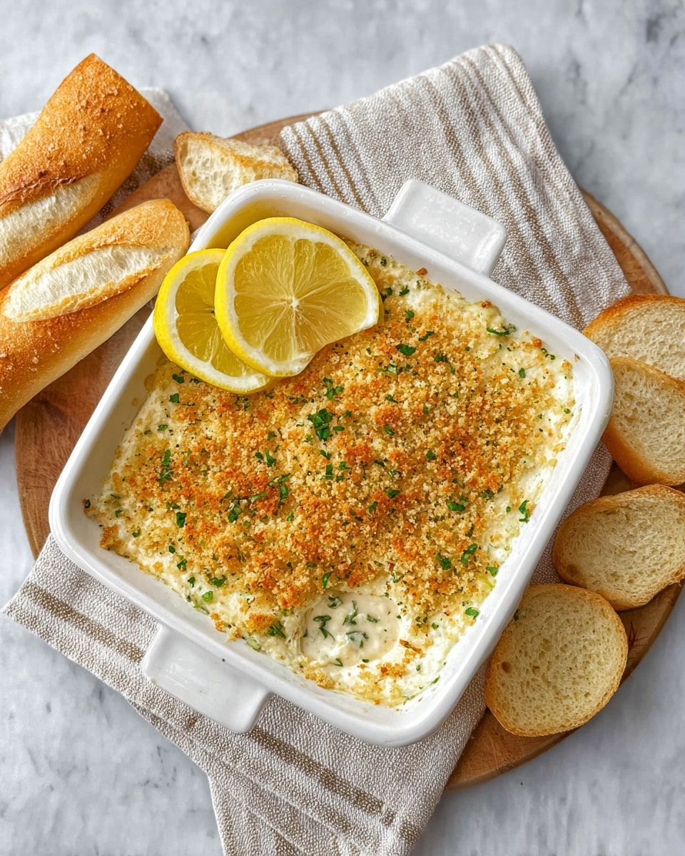Three slices of toasted bread are arranged on a white plate with a slight rim, each topped with a creamy white spread mixed with small pieces of green herbs and red bits, likely tomato or pepper. To the left of the bread, there is a small pile of pale yellow shredded cheese. Below the bread, two lemon wedges with a bright yellow rind and pale juicy flesh sit side by side. The plate rests on a wooden surface with a white cloth with brown stripes partially visible at the bottom right corner. photo taken with an iphone --ar 4:5 --v 7